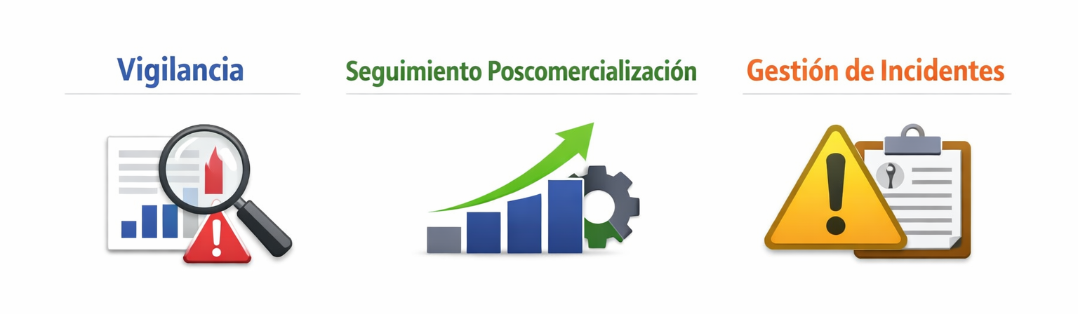 Diferencias entre vigilancia, seguimiento postcomercialización y gestión de incidentes en productos sanitarios